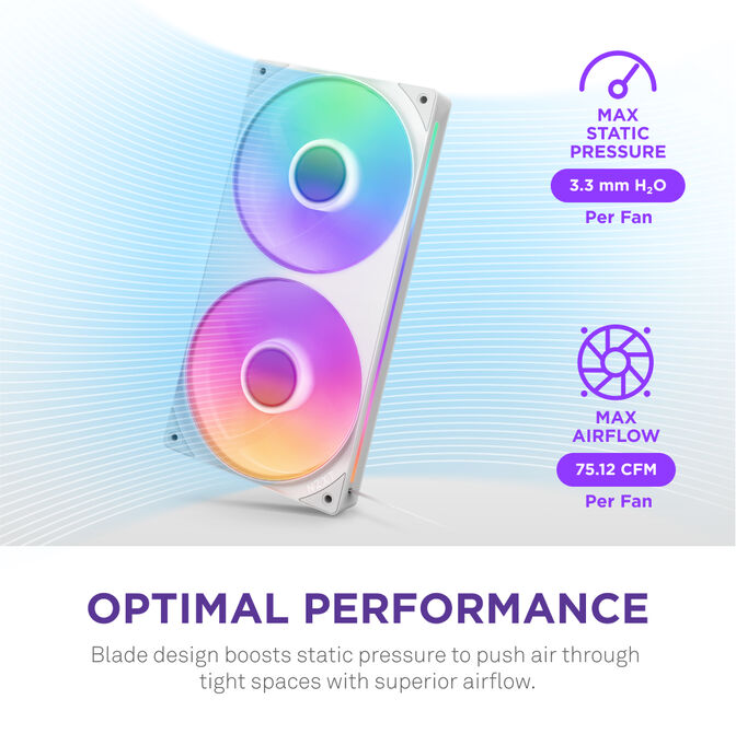 Ventilador NZXT F240 RGB Core Single-Frame Blancas - Duplo Vent&iacute;lador 120mm (240mm) image number 13