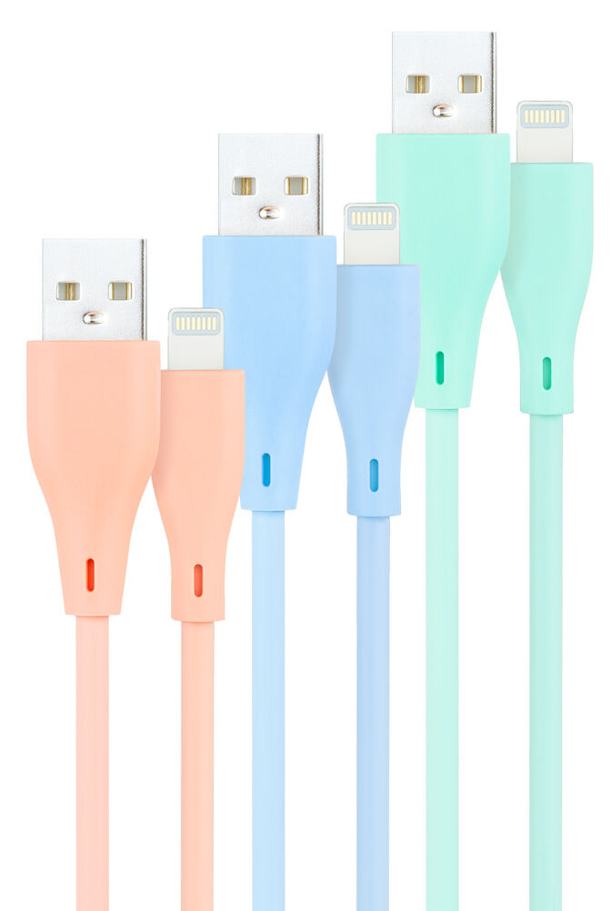 Cabos Lightning Nanocable Lightning para USB A/M 1M (Pack 3 - Rosa, Azul y Verde) image number 0