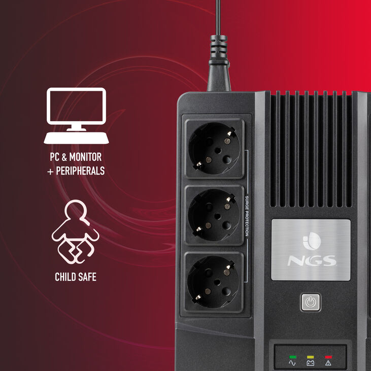 UPS NGS Off-line Fortress Bunker 600VA 360W 6 Tomas de Protección image number 6