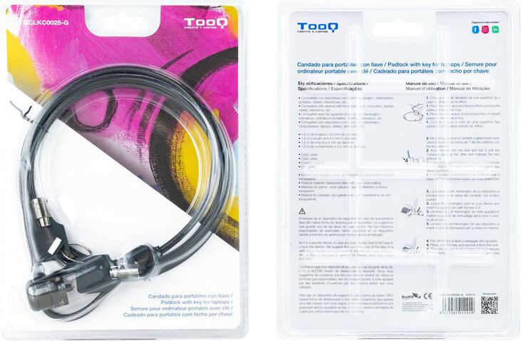 Cable de Seguridad para Portátil con Llave 1,5 M Gris Oscuro image number 9
