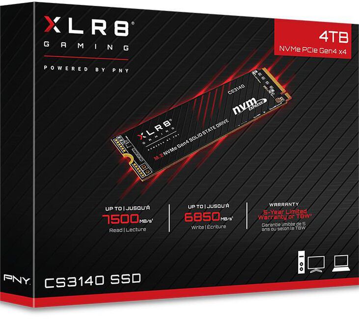 SSD PNY XLR8 CS3140 4TB Gen4 M.2 NVMe (7500/6850MB/s) image number 1