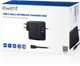 Cargador de Port&aacute;til Ewent USB-C + 1-Puerta USB-A PD 65W Negro image number null