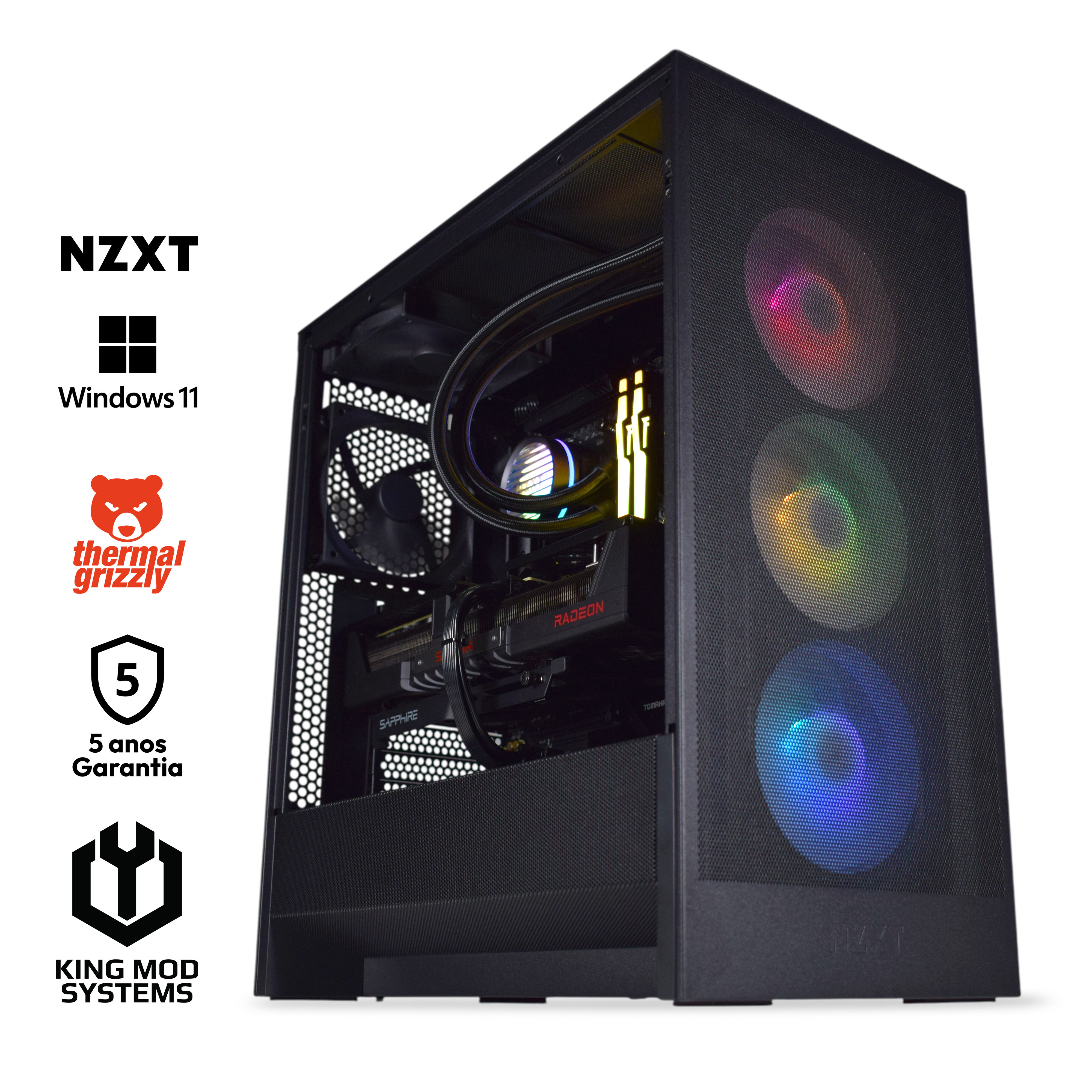 Ordenador King Mod Gamer-PC NZXT Ryzen 7 9800X3D 32GB DDR5 2TB RX 9070 XT WiFi W11 V3