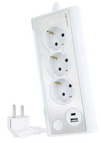 Regleta NanoCable 3 Tomas / 2x USB ( USB-C / USB-A )
