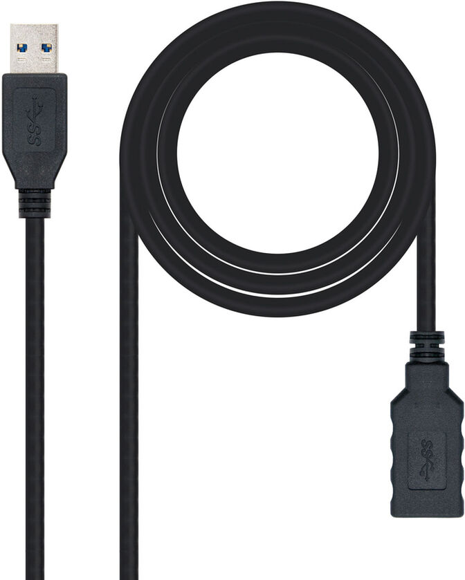 Cable USB 3.0 Nanocable USB-A M/F 1 M Negro image number 0