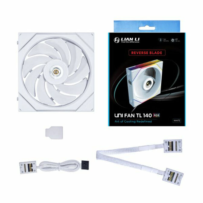 Ventilador Lian Li UNI FAN TL140 RGB Reverse PWM Blanco 140mm image number 2