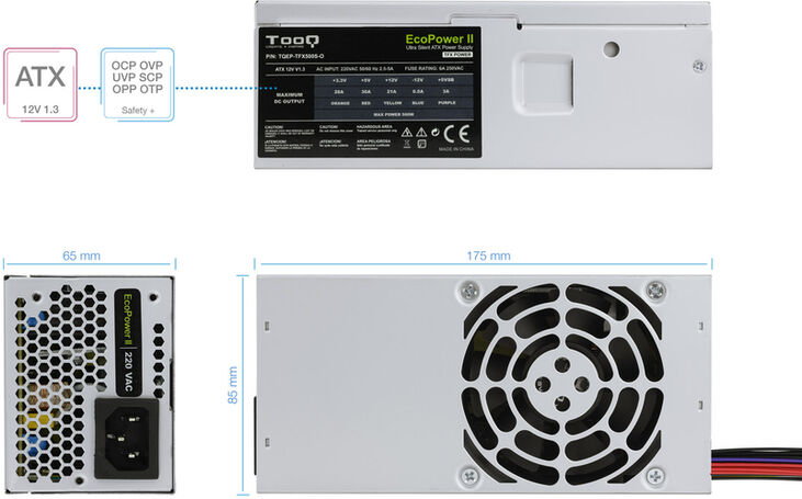 Fuente Alimentación Tooq TQEP-TFX500S-O TFX 500W image number 3