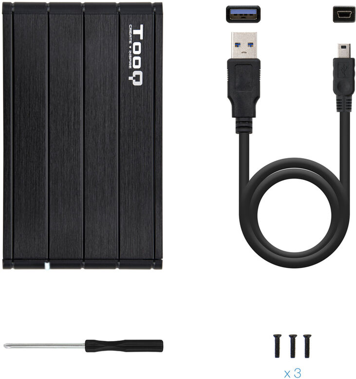 Caja Externa HDD Tooq 2.5" SATA (9,5mm) - USB 3.1 Gen 1 Negro image number 1