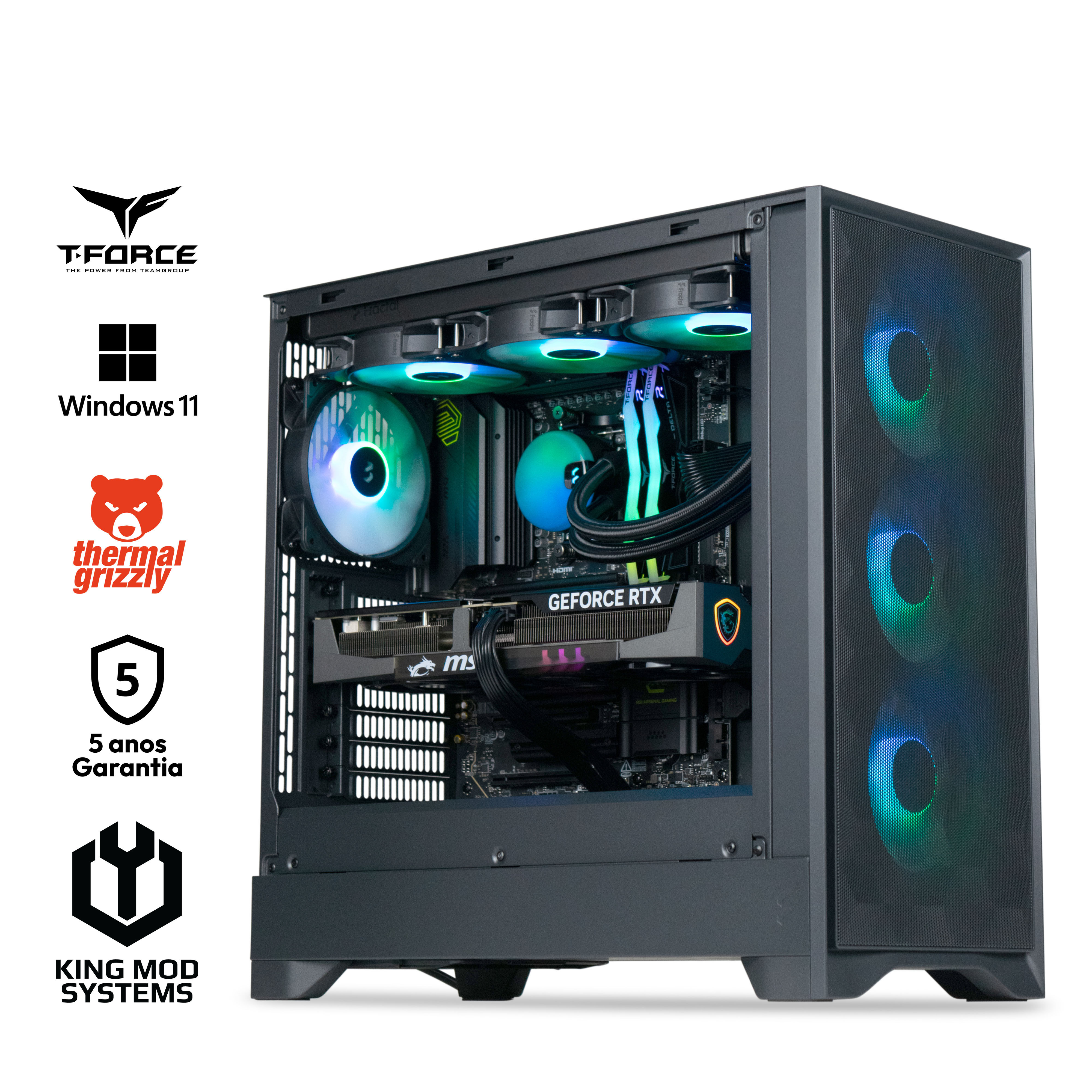 Ordenador King Mod Gamer-PC Fractal Ryzen 7 9800X3D 32GB DDR5 2TB RTX 5070 Ti WiFi W11