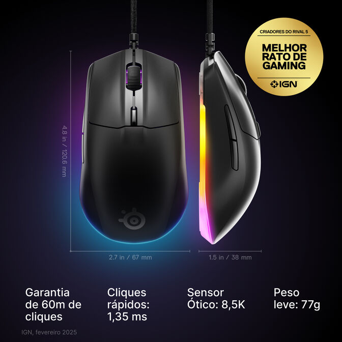 Rat&oacute;n Steelseries Rival 3 Gen2 Negro image number 1
