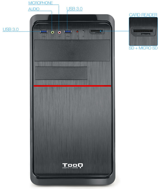 ** B Grade ** Caja Micro-ATX Tooq C/ Fuente 500W + Lector de Tarjetas + 2x USB 3.0 Negra image number 1