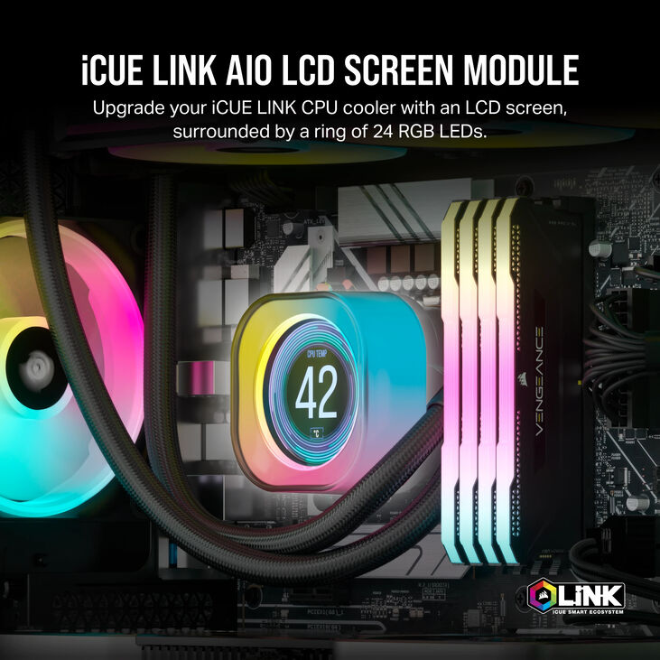 Módulo de pantalla LCD iCUE LINK RX de Corsair, color negro image number 4