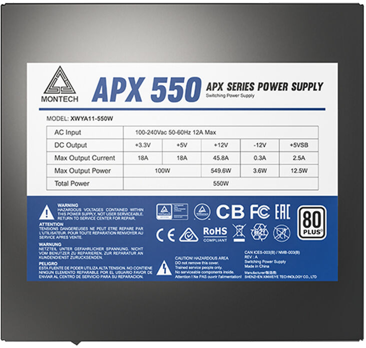 Fuente Montech APX550 550W 80 PLUS image number 3