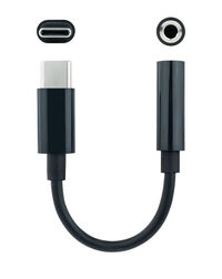 Cable Conversor de Audio NanoCable USB-C/M - Jack 3.5/F 11 CM Negro