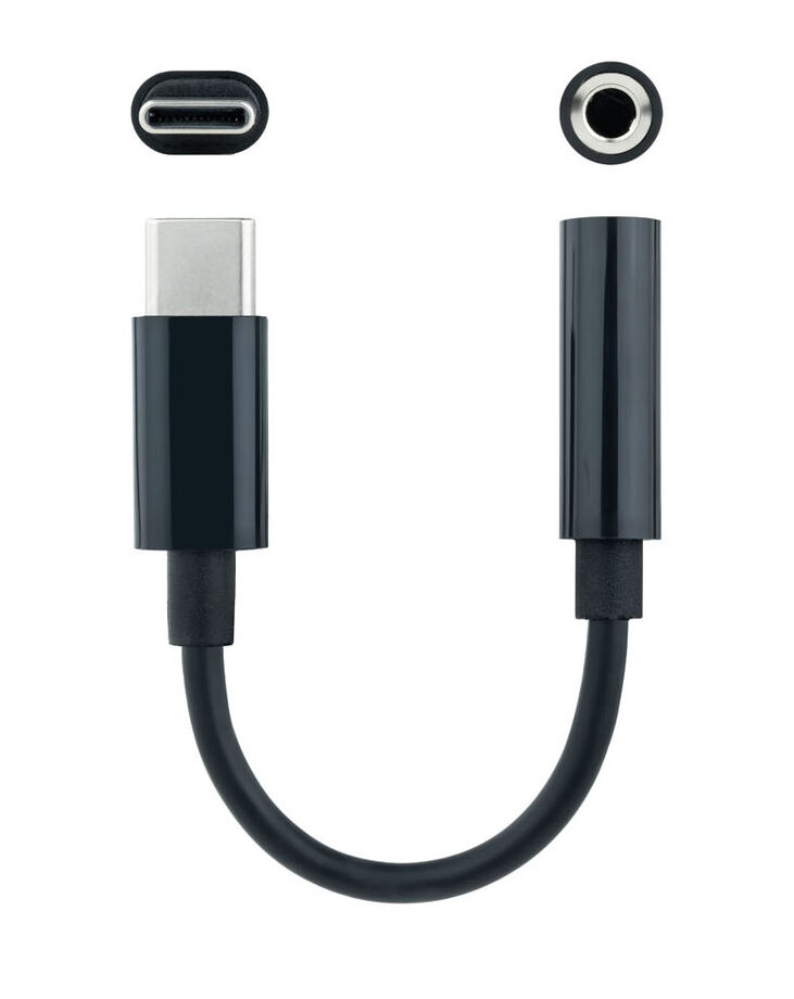 Cable Conversor de Audio NanoCable USB-C/M - Jack 3.5/F 11 CM Negro image number 0