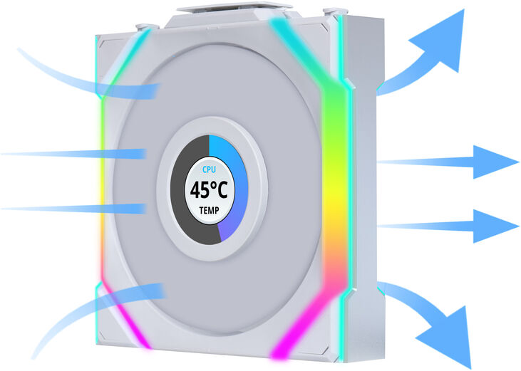 Ventilador Lian Li UNI FAN SL120 LCD Wireless RGB PWM Blanco 120mm (Pack 3) image number 6