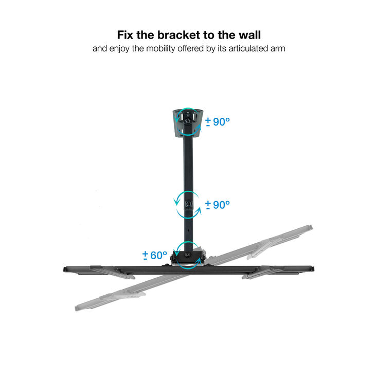 Soporte de Pared Tooq Inclinable 3 Pivotes 32" a 55" Máx. 35kg Negro image number 2