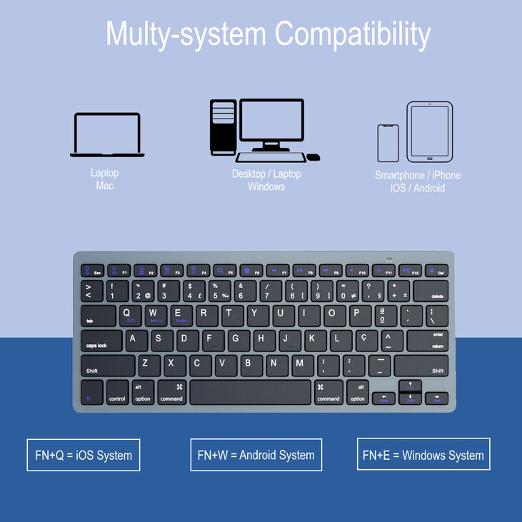 Teclado Ewent EW3120 Ultra-Slim Bluetooth PT Cinza image number 3