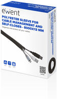 Manga Flexible Ewent EW1561 p/ Organizar Cables com Fecho 8000x13mm Preta image number null
