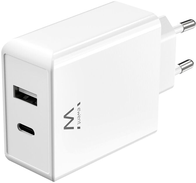 Cargador Ewent EW1328 USB-C/USB-A 45W QC 3.0 GaN Blanco image number 0