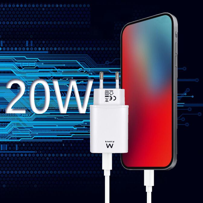 Cargador Ewent USB-C / QC3.0 Fast Charger 20W Blanco image number 3