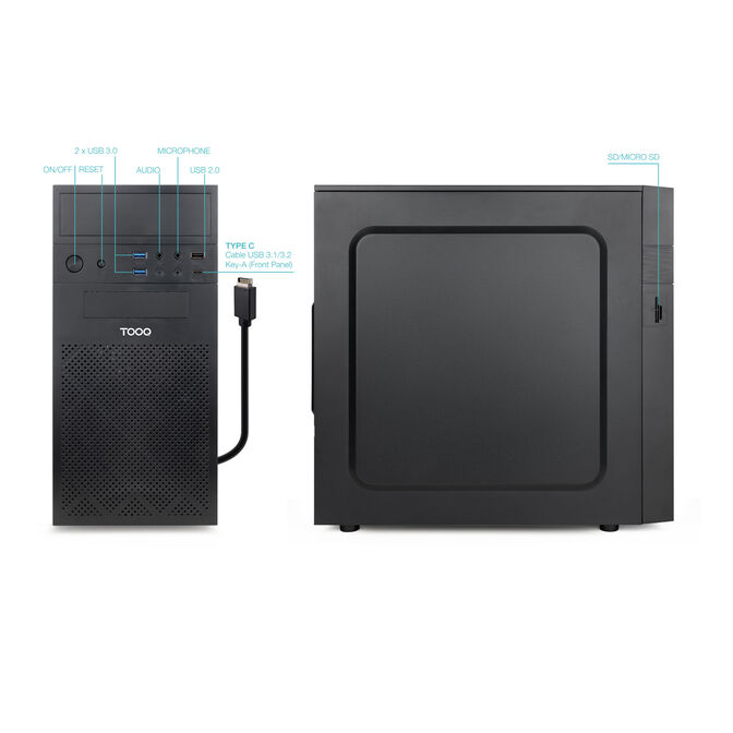Caja Micro-ATX Tooq ISOBOX ULTRA C/Fuente Alimentaci&oacute;n 500W USB-C image number 1
