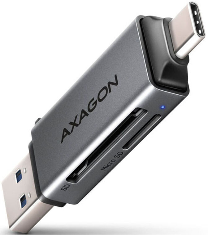 Lector de tarjetas AXAGON CRE-DAC External USB 3.2 Gen1 Type-C+Type-A 2-slot SD/microSD image number 2