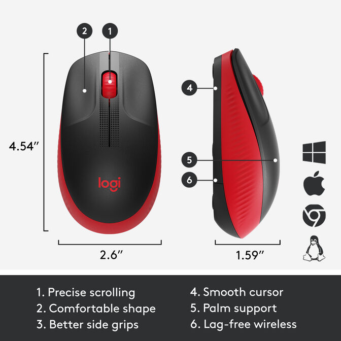 Rat&oacute;n Logitech M190 1000DPI Wireless Rojo image number 2
