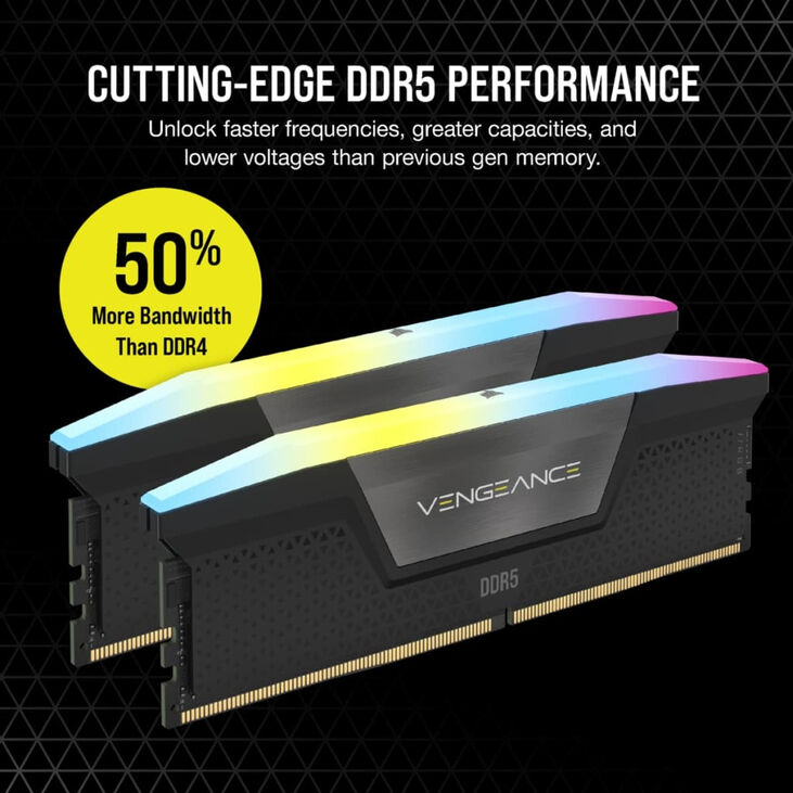 Corsair Kit 48GB (2 x 24GB) DDR5 7200MHz Vengeance RGB Black CL36 image number 6