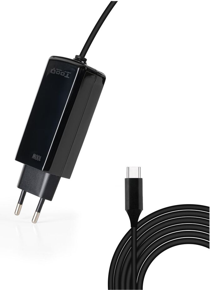 Cargador de Port&aacute;til GaN Tooq USB-C PD 100W Negro image number 0