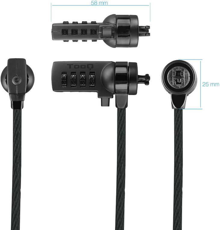 Cable de Seguridad para Portátil con Combinación 1,5 M Gris Oscuro image number 1