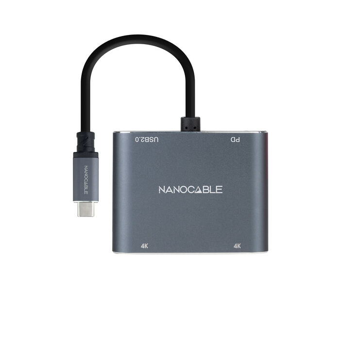 Adaptador Nanocable USB-C > 2xHDMI + USB2.0 + USB-C (PD60W) Compatible con Thunderbolt 3 image number 1