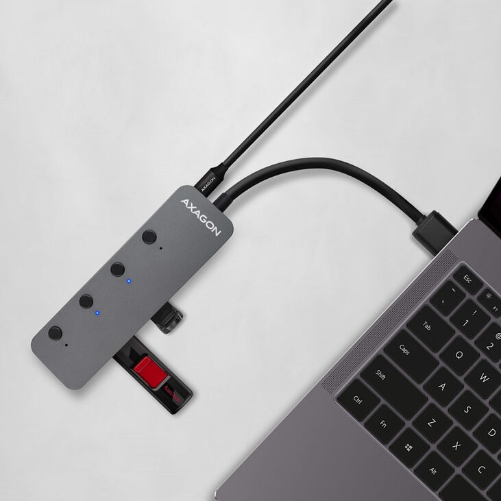 Hub Switch AXAGON HUE-MSA Superspeed USB-A, 4x USB 3.0, Activo - 20cm image number 1