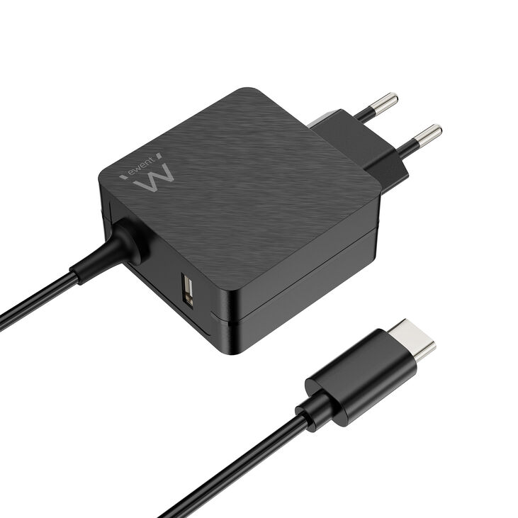 Cargador de Portátil Ewent USB-C + 1-Puerta USB-A PD 45W Negro image number 0