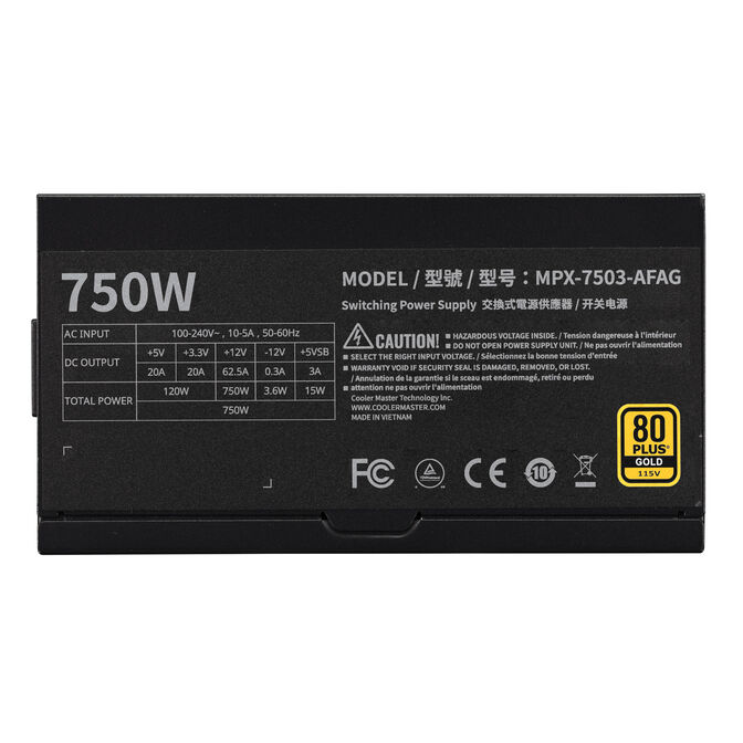 Fuente Alimentaci&oacute;n Cooler Master MWE 750W V3 80+ Gold ATX 3.1 image number 5