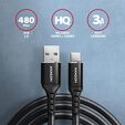 Cable de cargamento AXAGON BUCM-AM10AB USB-C  <-> USB-A, 1m, USB 2.0, 3A, ALU, braid, Negro image number null