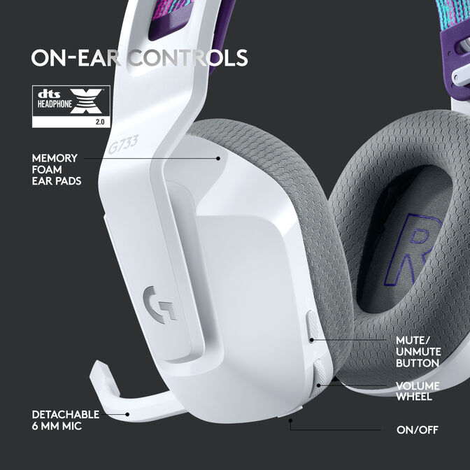 Auriculares Logitech G733 RGB Lightspeed Wireless Blanco image number 33