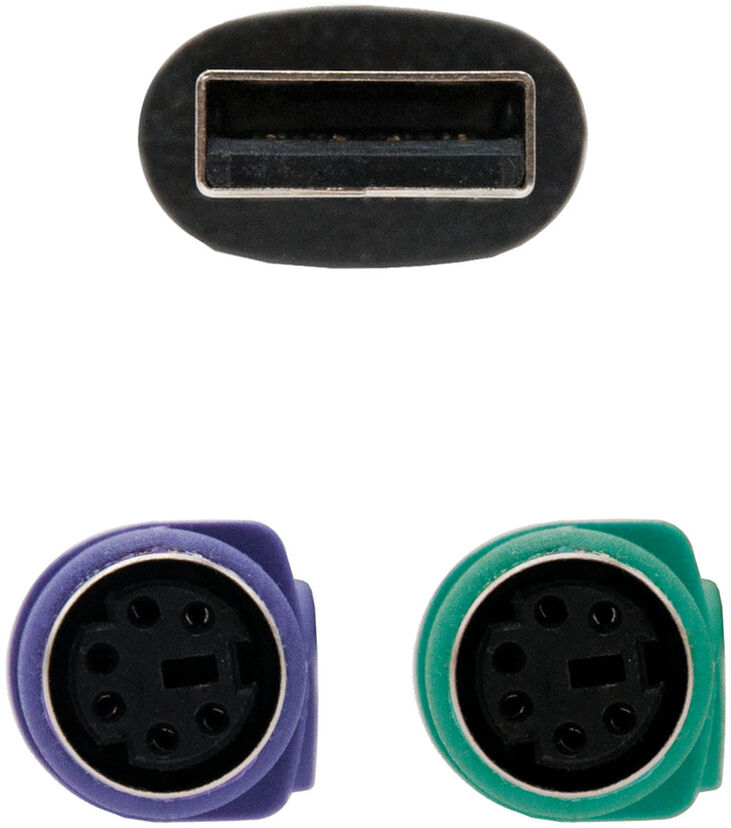 Cable Conversor NanoCable PS/2 a USB 2xPS/2/F-A/M 15 CM Negro image number 1