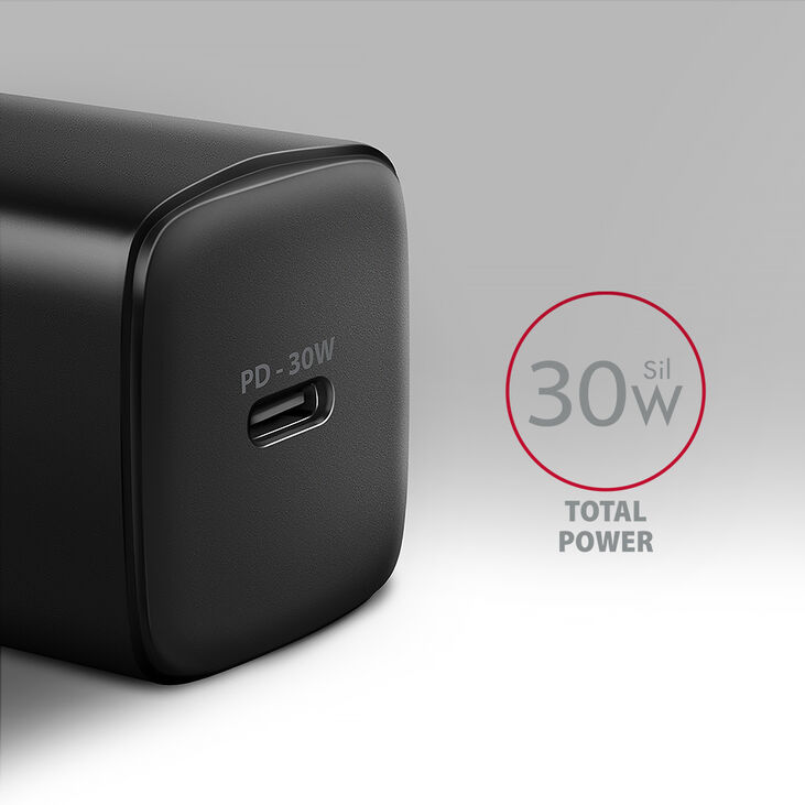 Cargador de pared AXAGON ACU-PD30, 1 puerta (USB-C), PD3.0/PPS/QC4+/SFC/AFC/Apple, 30 W, Negro image number 1