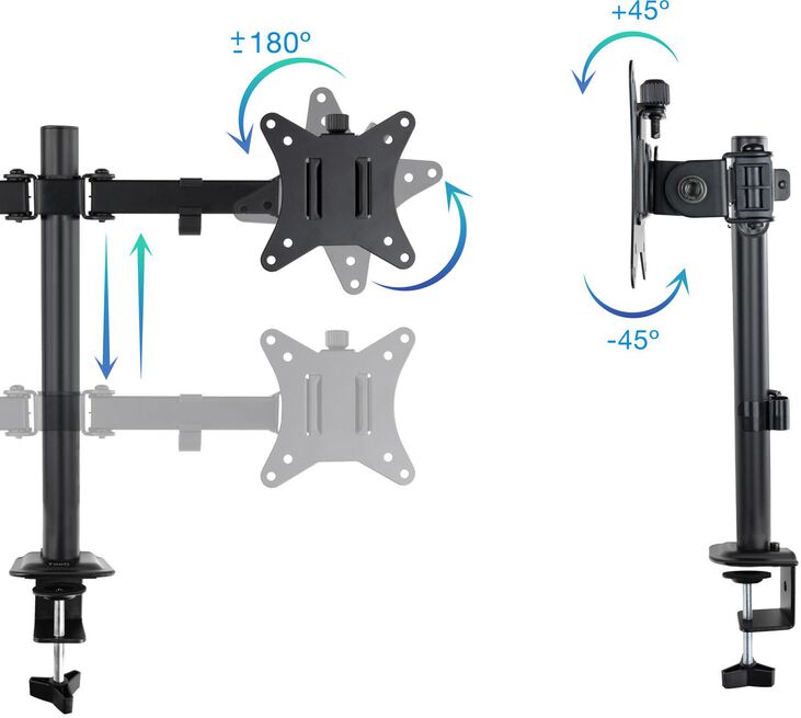 Soporte de Mesa Tooq Duplo 17" a 27" Max. 8kg/Monitor Negro image number 1