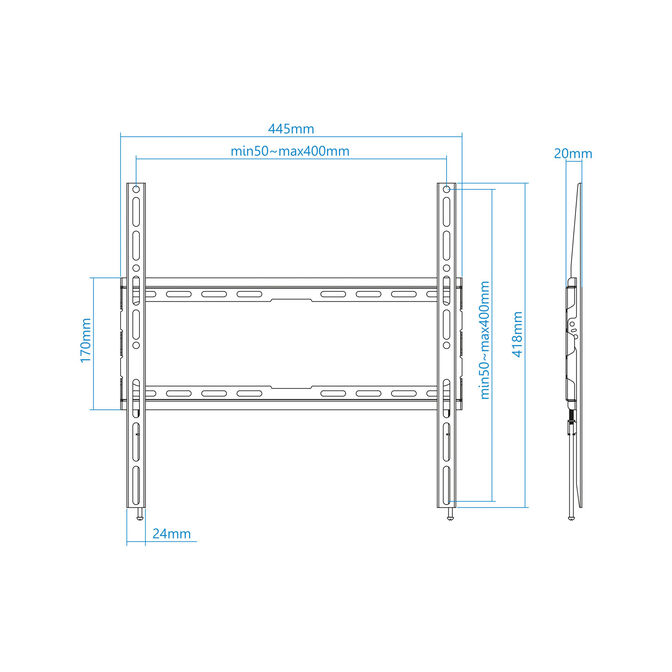Soporte de Pared Tooq 32" a 70" Max. 45Kg Negro image number 3