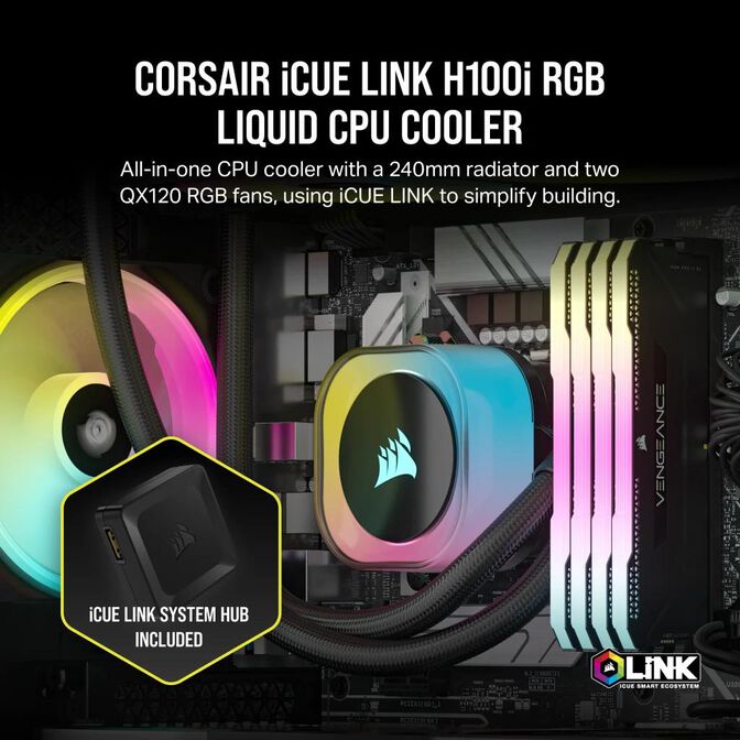 Refrigeraci&oacute;n L&iacute;quida CPU Corsair iCUE LINK H100i RGB 240mm Negro image number 8