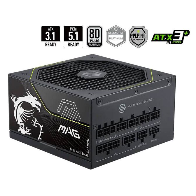Fuente Alimentaci&oacute;n Modular MSI MAG A1000PLS 1000W 80+ Platinum PCIE 5.1 image number 0