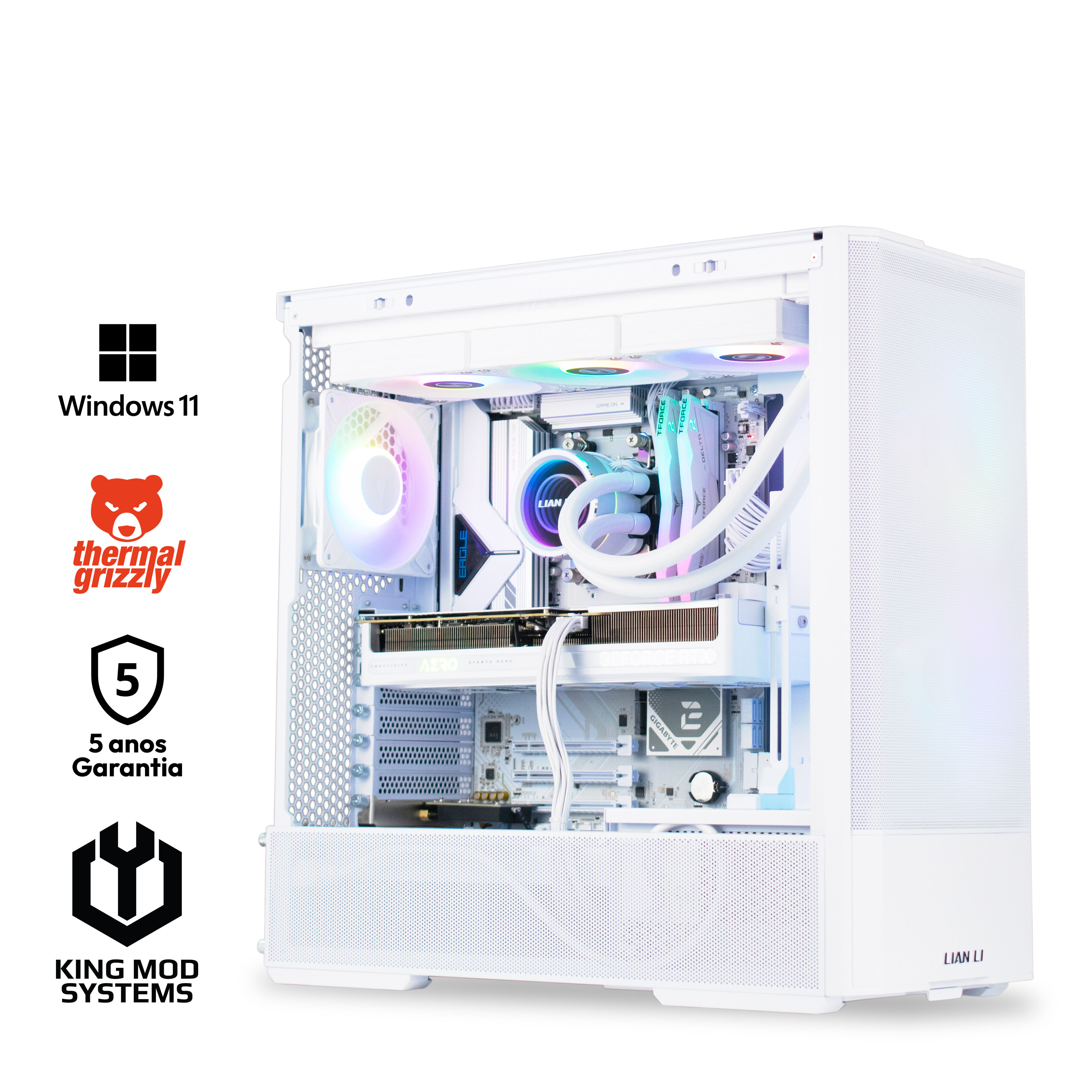 Ordenador King Mod Gamer-PC Ryzen 7 9800X3D 32GB DDR5 2TB RTX 5080 WiFi W11 - White Edition