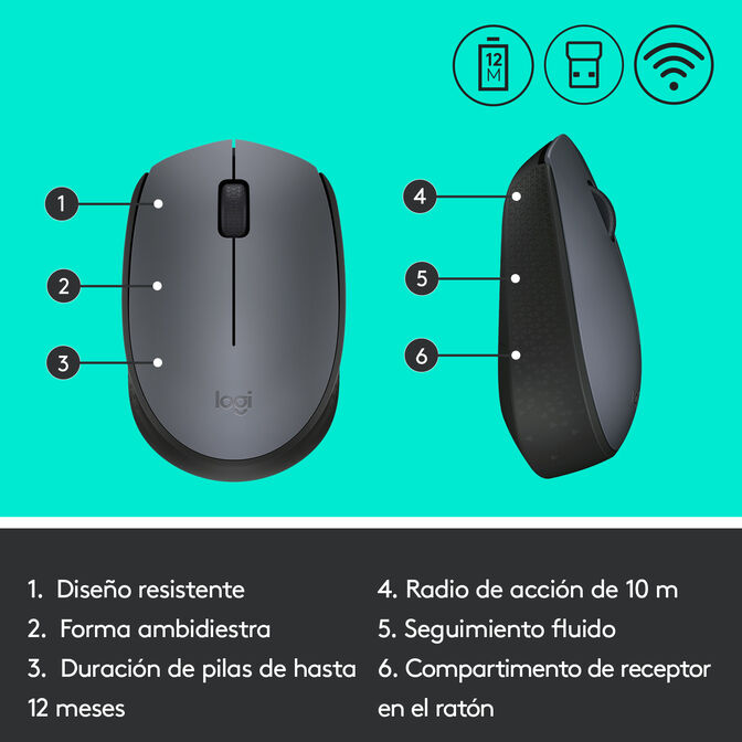 Rat&oacute;n Logitech M170 Wireless Gris/Negro image number 6