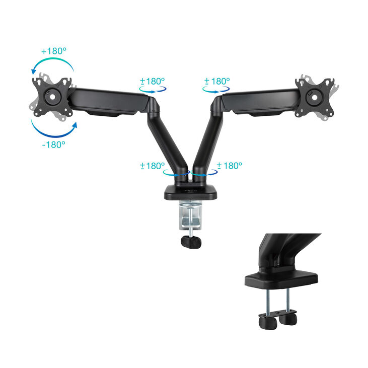 Soporte de Mesa Doble Tooq con Resorte 17" a 32" Negro Max 9Kg para Brazo image number 2
