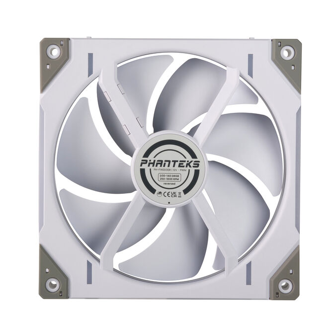 Ventilador Phanteks D30 PWM reverse Airflow D-RGB Blanco Pack 3 - 140mm image number 3