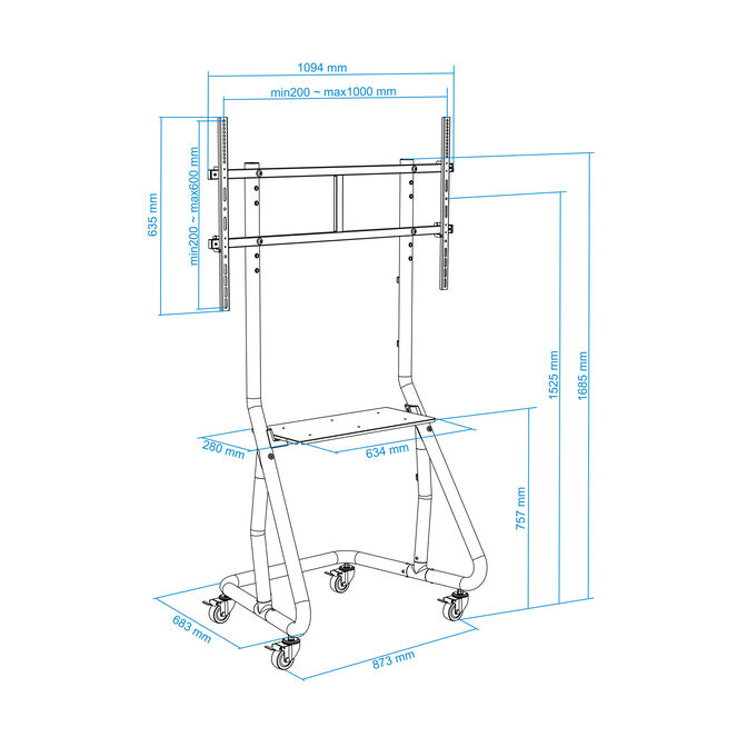 Soporte M&oacute;vel Tooq 60" a 105" M&aacute;x. 100Kg image number 13