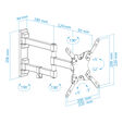 Soporte de Pared Tooq Tilt e GiRat&oacute;nrio 3 Pivots 13" a 42" Max. 20Kg Negro image number null
