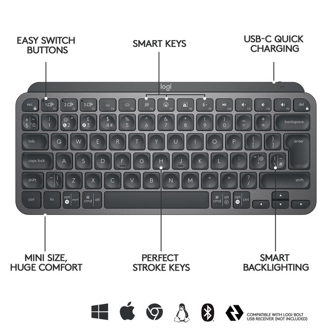 Teclado Logitech MX Keys Mini Bluetooth Grafito (US) image number 6